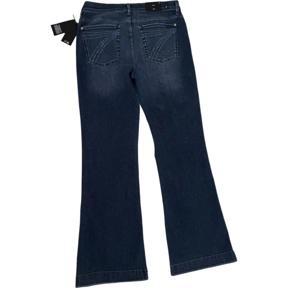 7 FOR ALL MANKIND NEW Size 31 Dojo Flare Jeans Blue Crystal Pocket Y2K Wide Leg - Picture 3 of 12